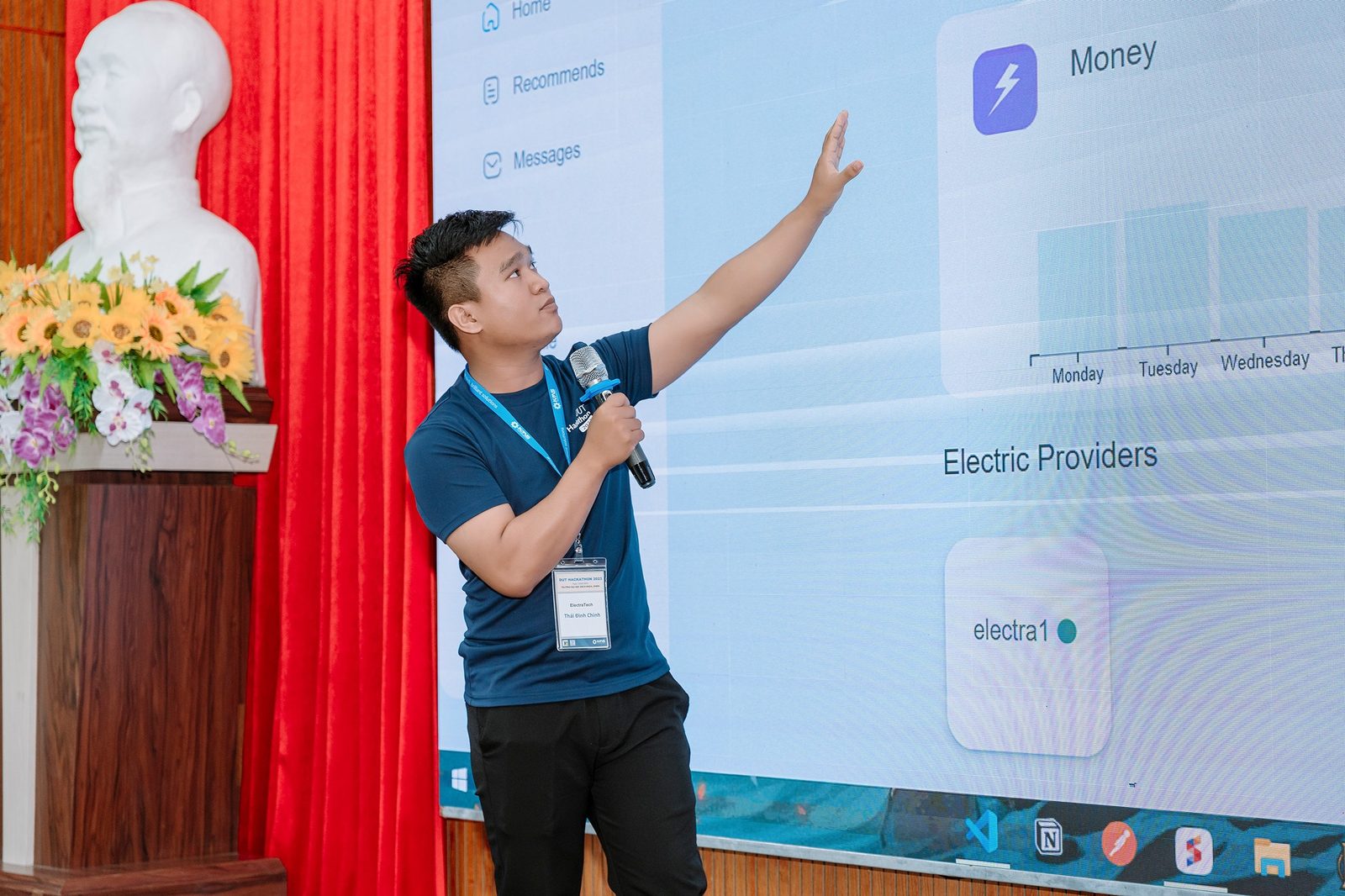 Pitching Electratech — app concept for usage, cost and provider recommendations.